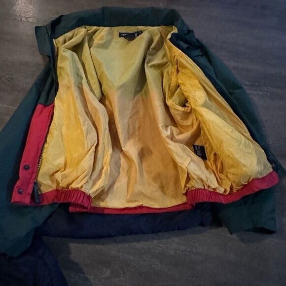 Vtg Nautica Mens 2 in 1 Coat Quilted Lined Layered Hidden Hood Colorblock Sz M - Picture 12 of 14